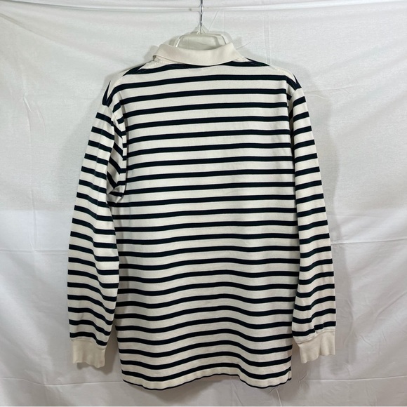 Polo Ralph Lauren Men’s Long Sleeve Blue/White Buttoned Striped Polo Size Large - Picture 2 of 9